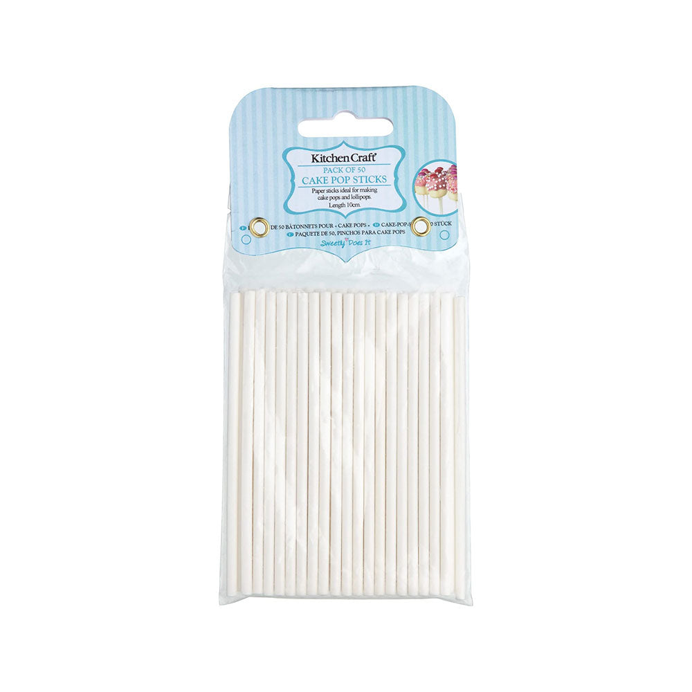 KitchenCraft Sweetly Does It Paper Cake Pop Sticks 50 Pack (10 cm) - White Main image