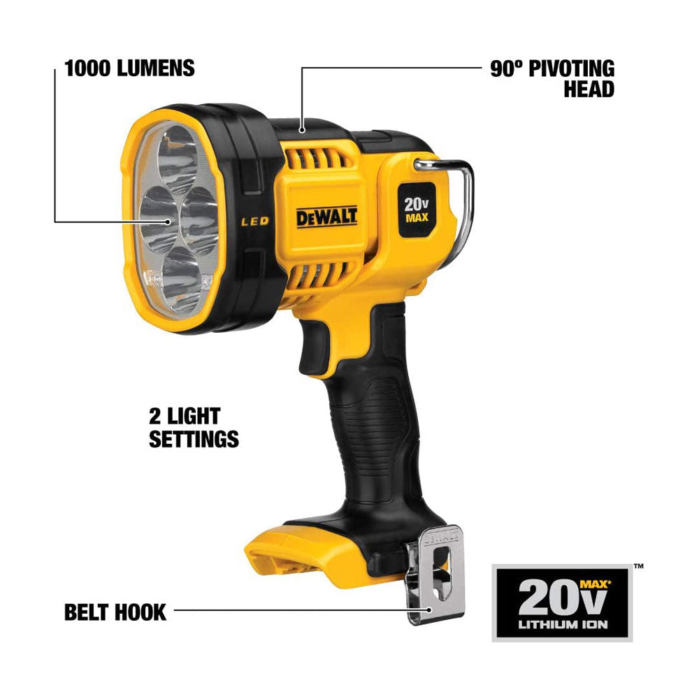 Dewalt 18V XR Cordless LED Spotlight Bare Unit - Black/Yellow Secondary image