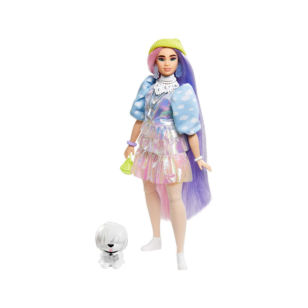 Barbie Extra Doll 2 In Shimmery Look with Pet Puppy Toy - Multicolour Main image