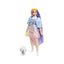 Barbie Extra Doll 2 In Shimmery Look with Pet Puppy Toy - Multicolour