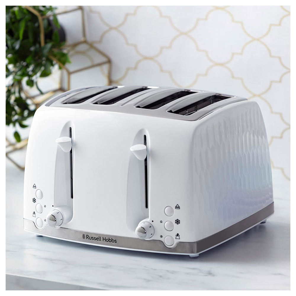 Russell Hobbs Contemporary Honeycomb 4 Slice Toaster 1500 W - White