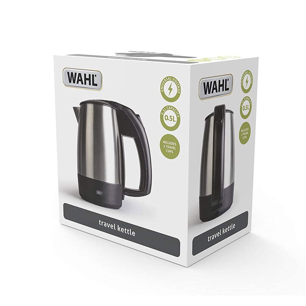 Wahl Small Travel Jug Kettle With 2 Cups 1000W 500ml - Stainless Steel/Black