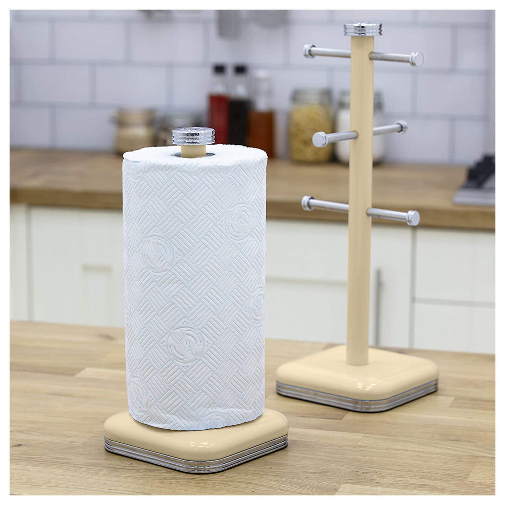 Swan Retro Kitchen Roll Holder with Steel Weighted Base Metal - Cream