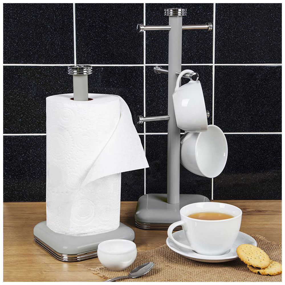 Swan Retro Kitchen Roll Holder with Steel Weighted Base Metal - Grey