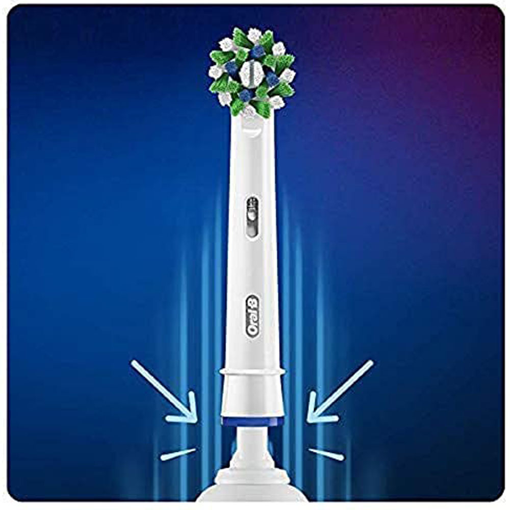 Oral-B CrossAction Electric Rechargeable Toothbrush Replacement Refills Heads With CleanMaximiser Technology (4 Pack) - White