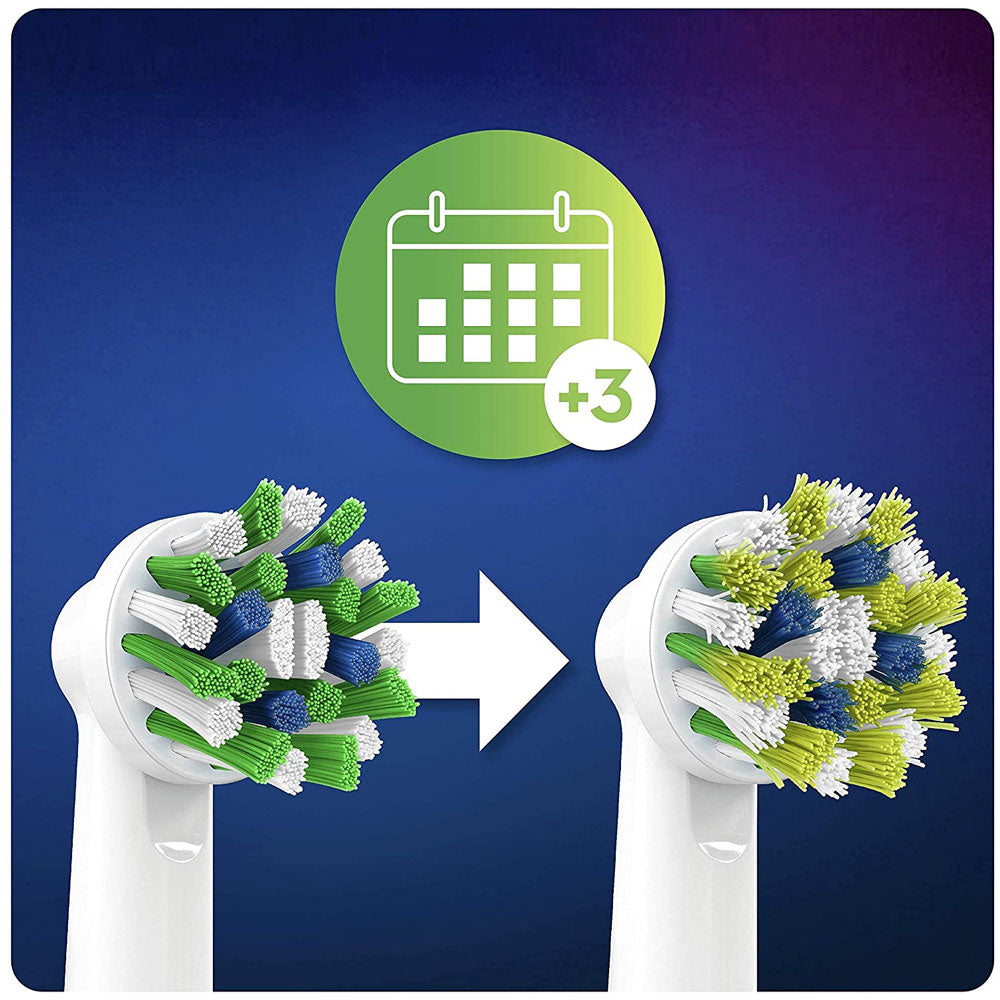Oral-B CrossAction Electric Rechargeable Toothbrush Replacement Refills Heads With CleanMaximiser Technology (4 Pack) - White