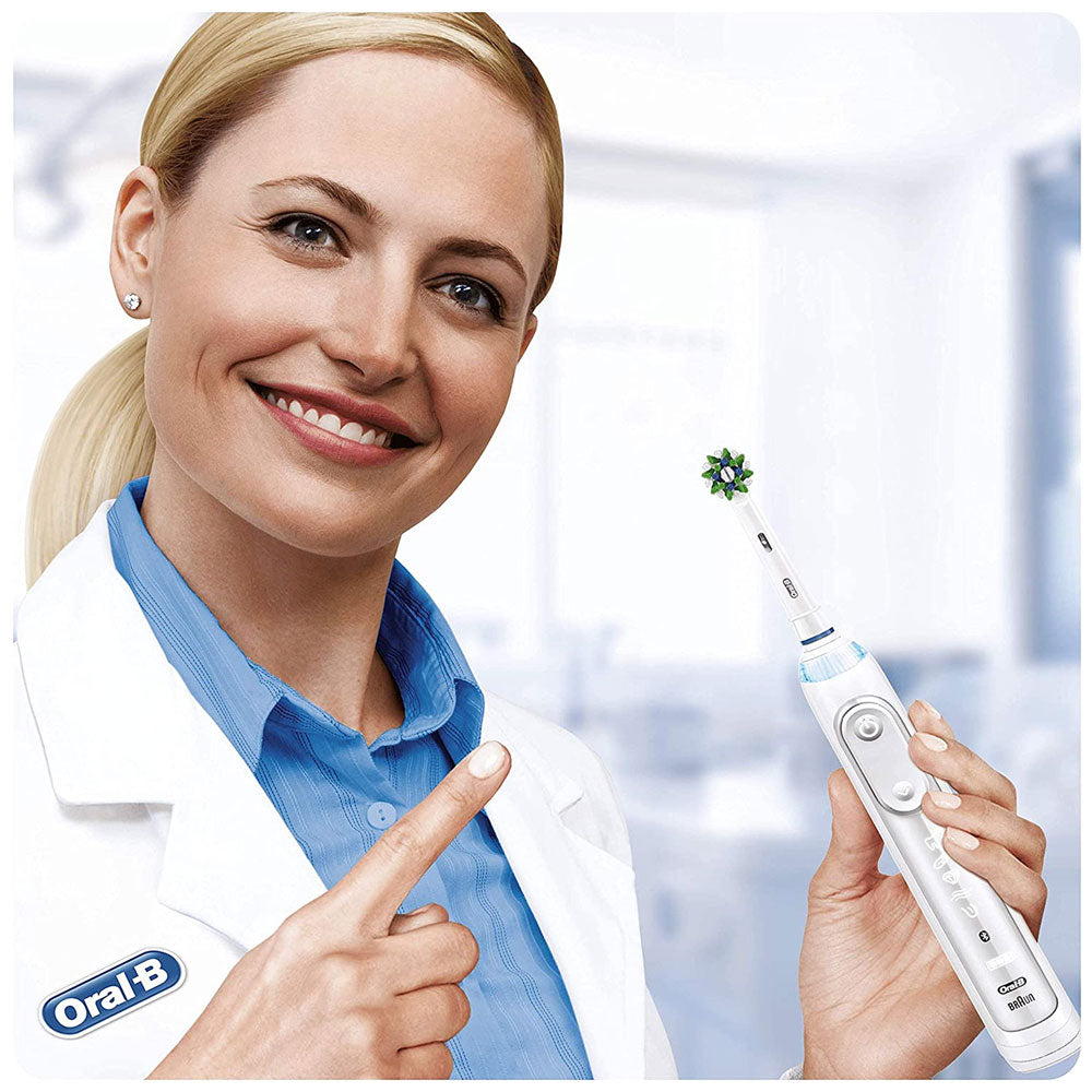 Oral-B CrossAction Electric Rechargeable Toothbrush Replacement Refills Heads With CleanMaximiser Technology (4 Pack) - White