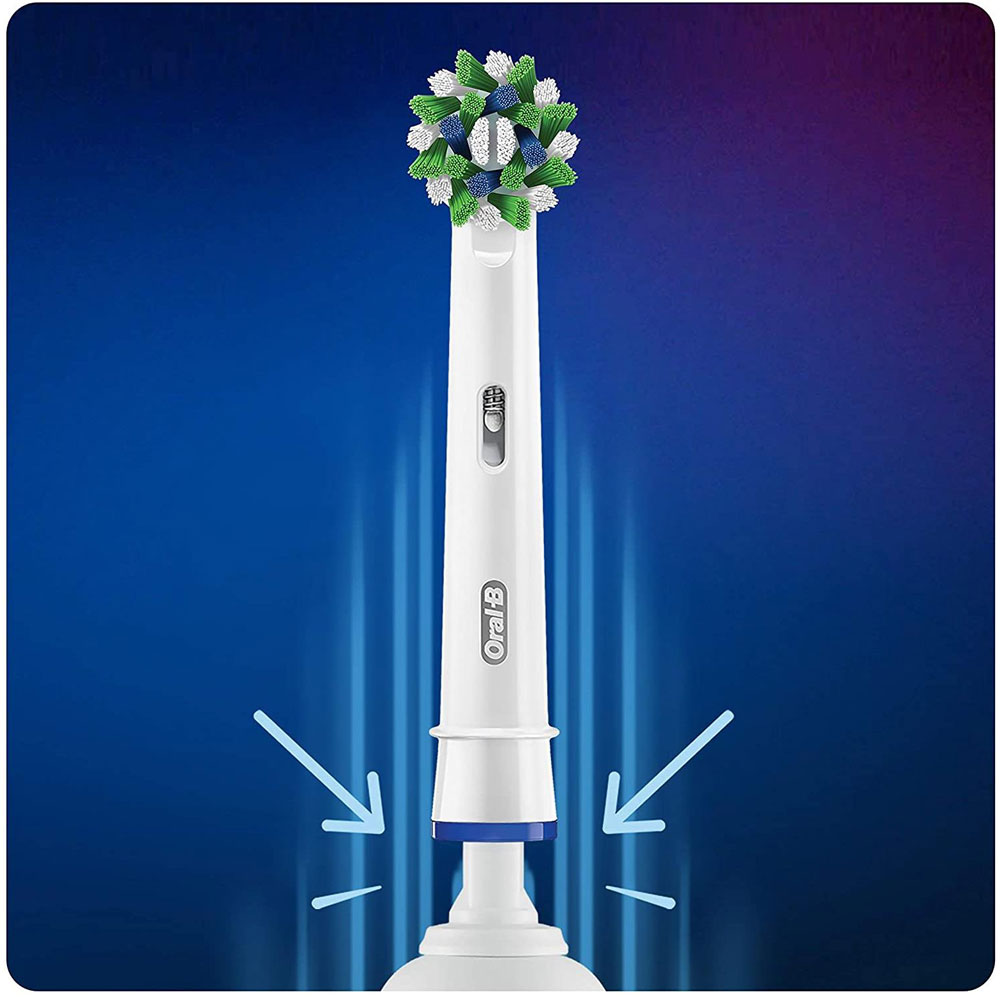 Oral B CrossAction Electric Rechargeable Toothbrush Replacement Refills Heads With CleanMaximiser Technology (8 Pack) - White Secondary image