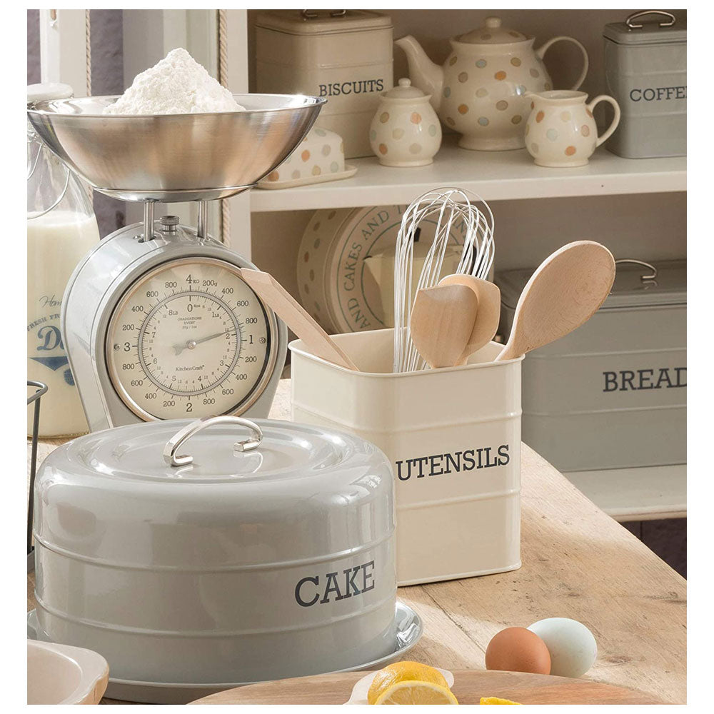 KitchenCraft Living Nostalgia Metal Kitchen Utensil Holder 15 x 16 cm - Antique Cream
