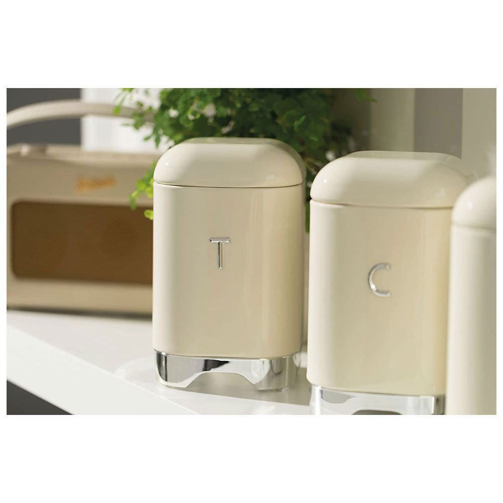KitchenCraft Lovello Tea Caddy Storage Canister 11 x 19 cm (4.5" x 7.5") - Vanilla Cream
