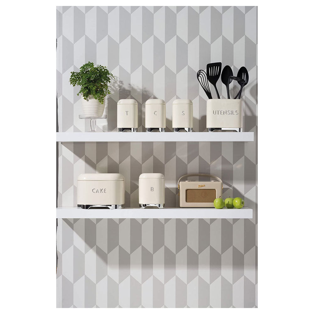 KitchenCraft Lovello Tea Caddy Storage Canister 11 x 19 cm (4.5" x 7.5") - Vanilla Cream
