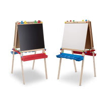 Melissa & Doug Deluxe Wooden Standing Art Easel - Dry-Erase Board Chalkboard Paper Roller - Multicolor
