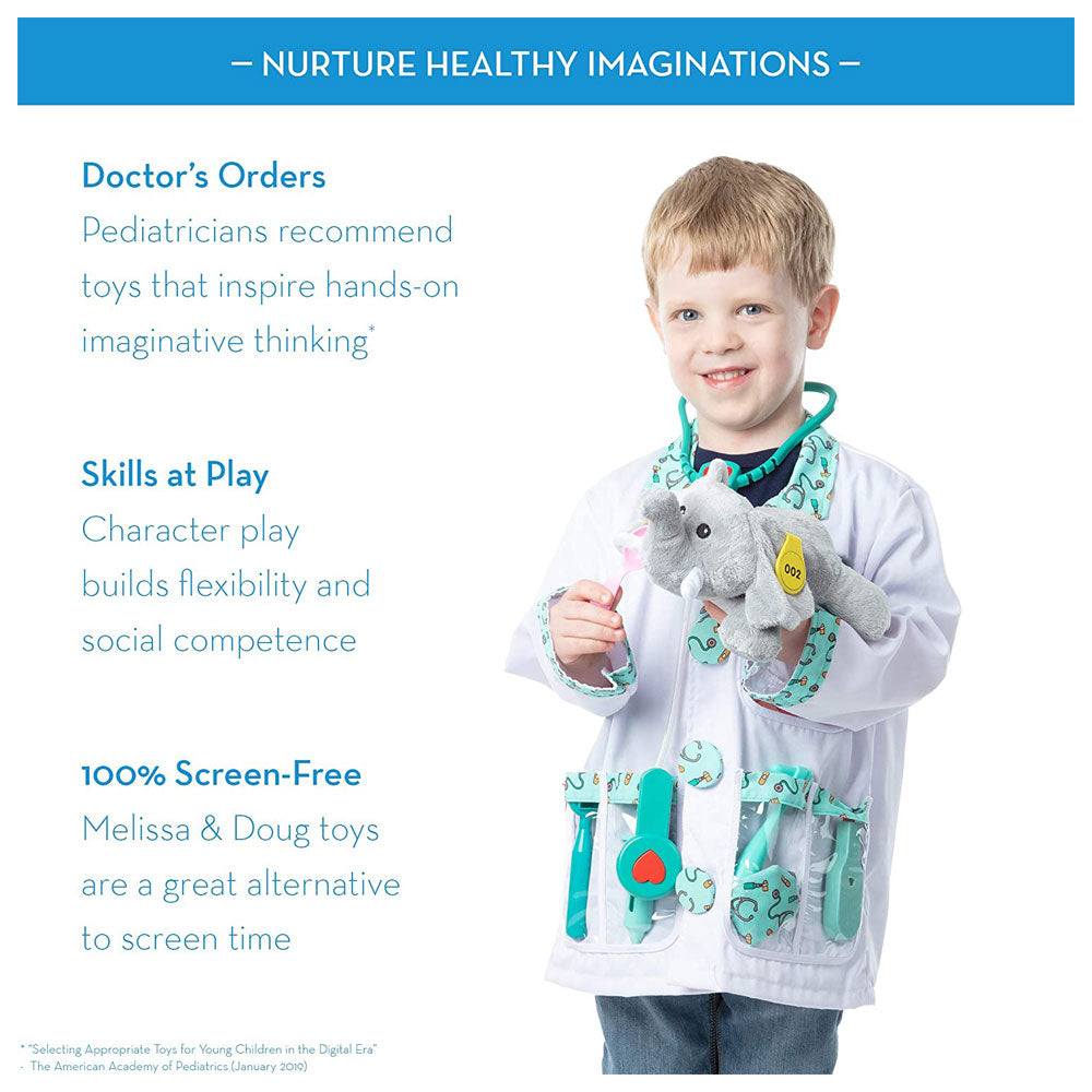 Melissa & Doug Children's Doctor Role Play Fancy Dress Costume Set - Pretend Play High-Quality Materials - Multicolor
