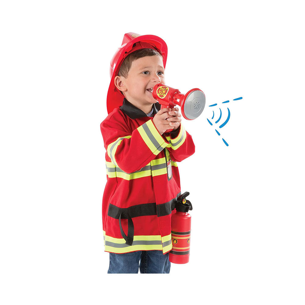 Melissa & Doug Fire Chief Fireman Costume Role Play Fancy Dress Set - 6 Pieces Bright Red That Help Children Play The Part - Multicolor