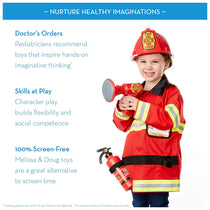 Melissa & Doug Fire Chief Fireman Costume Role Play Fancy Dress Set - 6 Pieces Bright Red That Help Children Play The Part - Multicolor