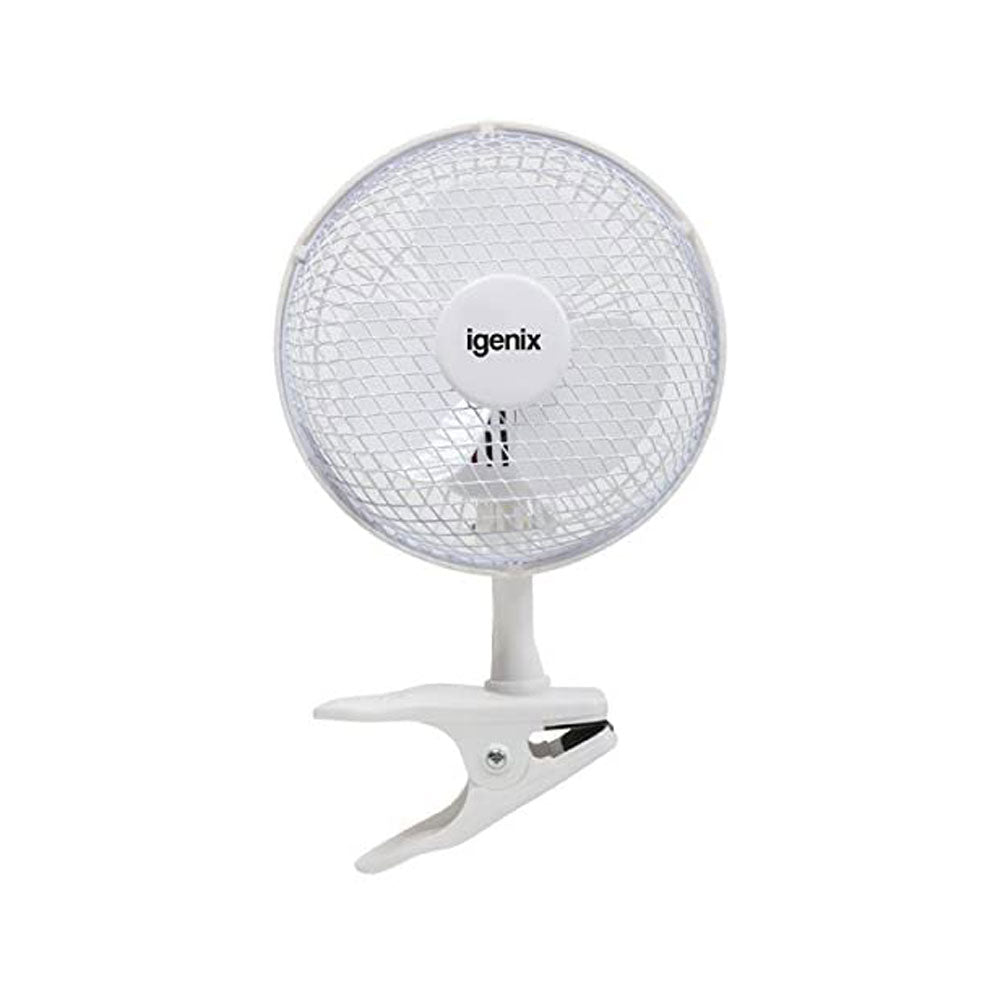 Igenix 6 Inch Portable Clip Fan Two Speed Settings 15 W - White
