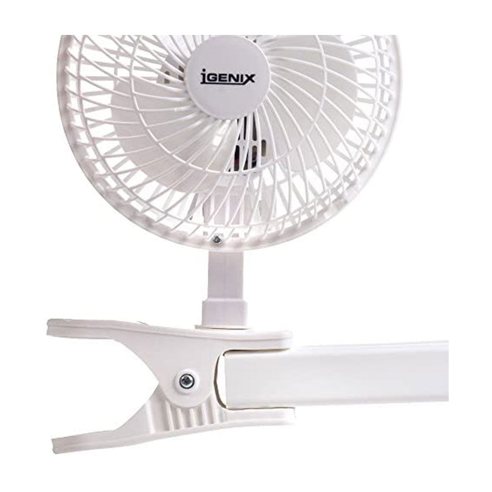 Igenix 6 Inch Portable Clip Fan Two Speed Settings 15 W - White