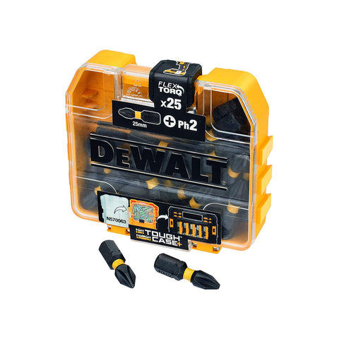 Dewalt Extreme FLEXTORQ 25pc Set PH2 25mm In Small Bulk Storage Case - product photo
