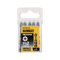 Dewalt Extreme Phillips Ph2 x 50mm Impact Torsion Screwdriver Bits (5 Pack)