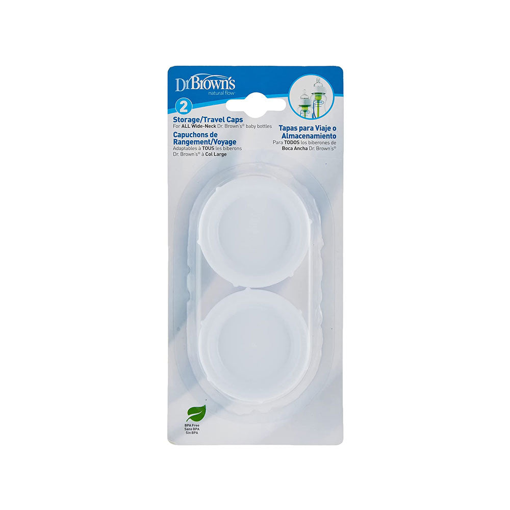 Dr. Brown Storage Wide Neck Natural Flow Baby Bottle Storage Travel Caps Lids Pack of 2 Main image