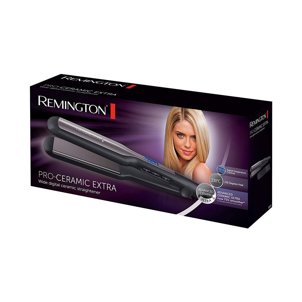 Remington PRO Ceramic Extra Wide Plates Hair Straighteners 230 Degrees Celsius - Black