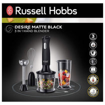 Russell Hobbs Desire 3 In 1 Hand Blender With Electric Whisk And Vegetable Chopper - Matt Black