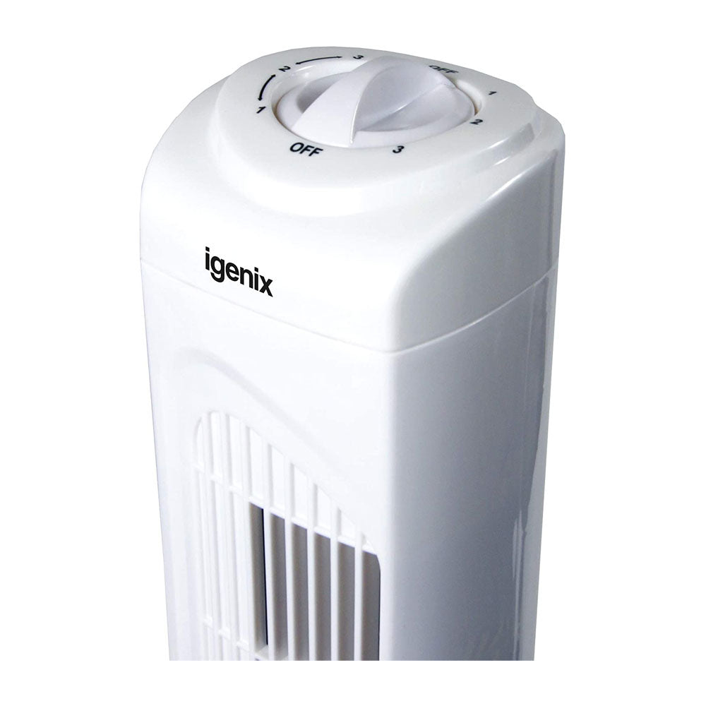 Igenix 29 Inch Oscillating Tower Fan 3 Speed Settings with Auto Shut Off - White