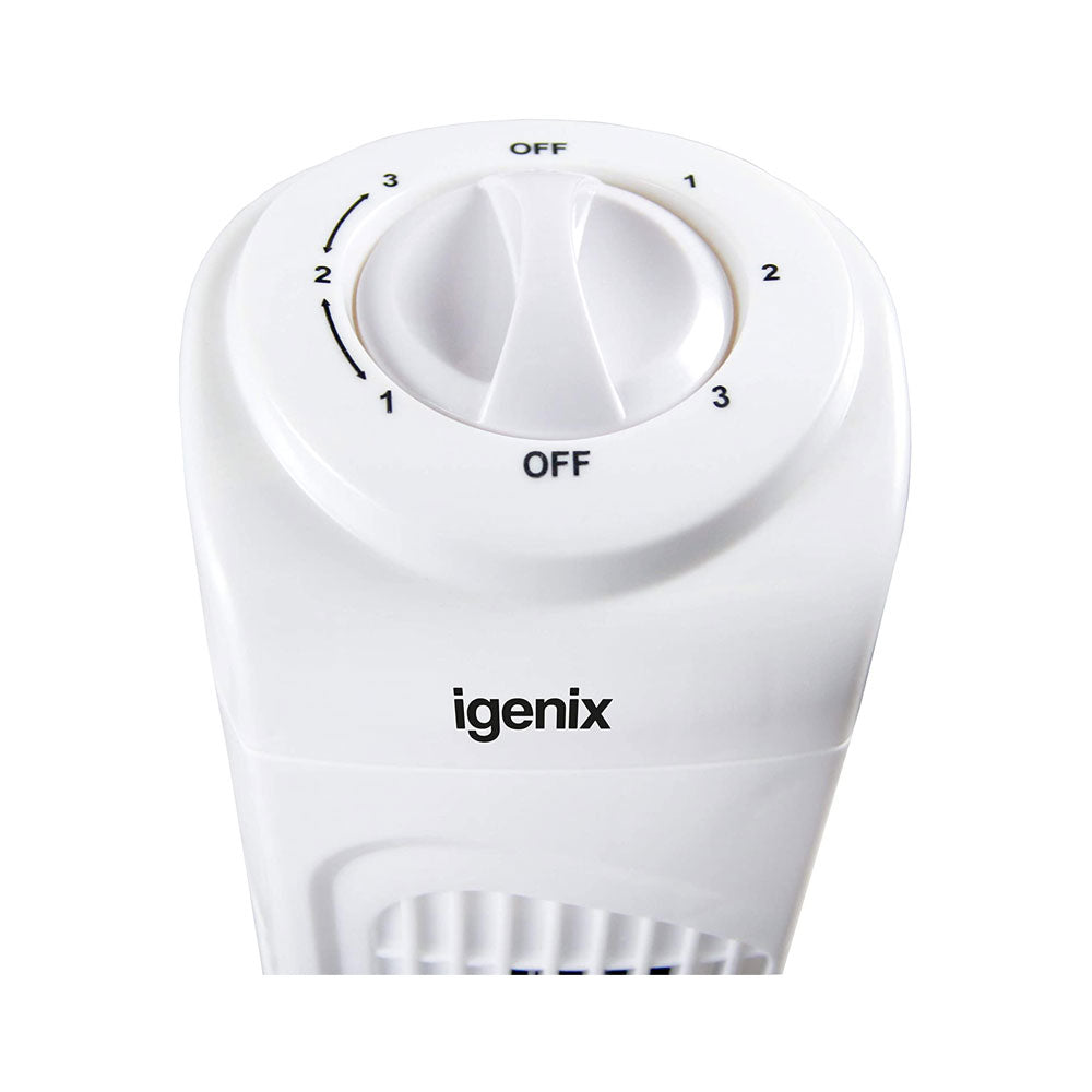 Igenix 29 Inch Oscillating Tower Fan 3 Speed Settings with Auto Shut Off - White
