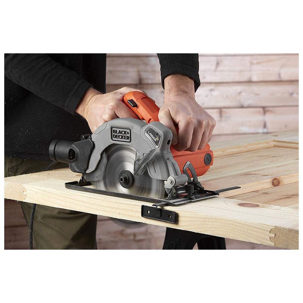 Black & Decker Sierra Circular 1.250W, 190mm con guía láser, Orange/Black, 1250