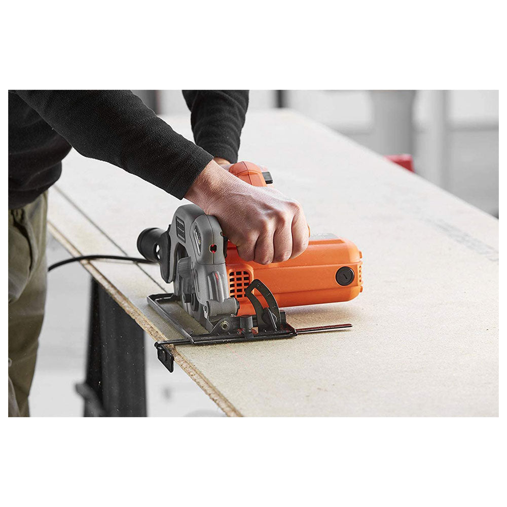Black & Decker Sierra Circular 1.250W, 190mm con guía láser, Orange/Black, 1250