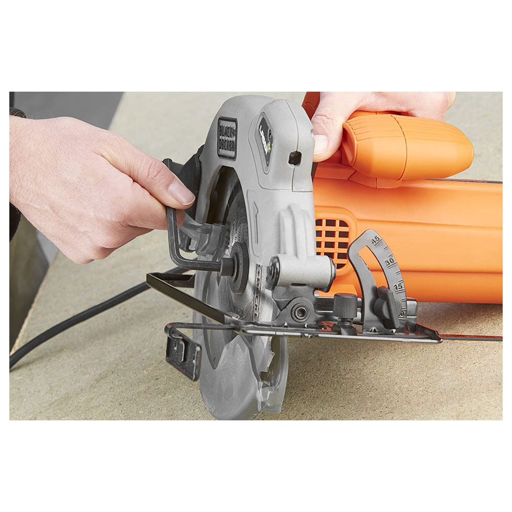 Black & Decker Sierra Circular 1.250W, 190mm con guía láser, Orange/Black, 1250