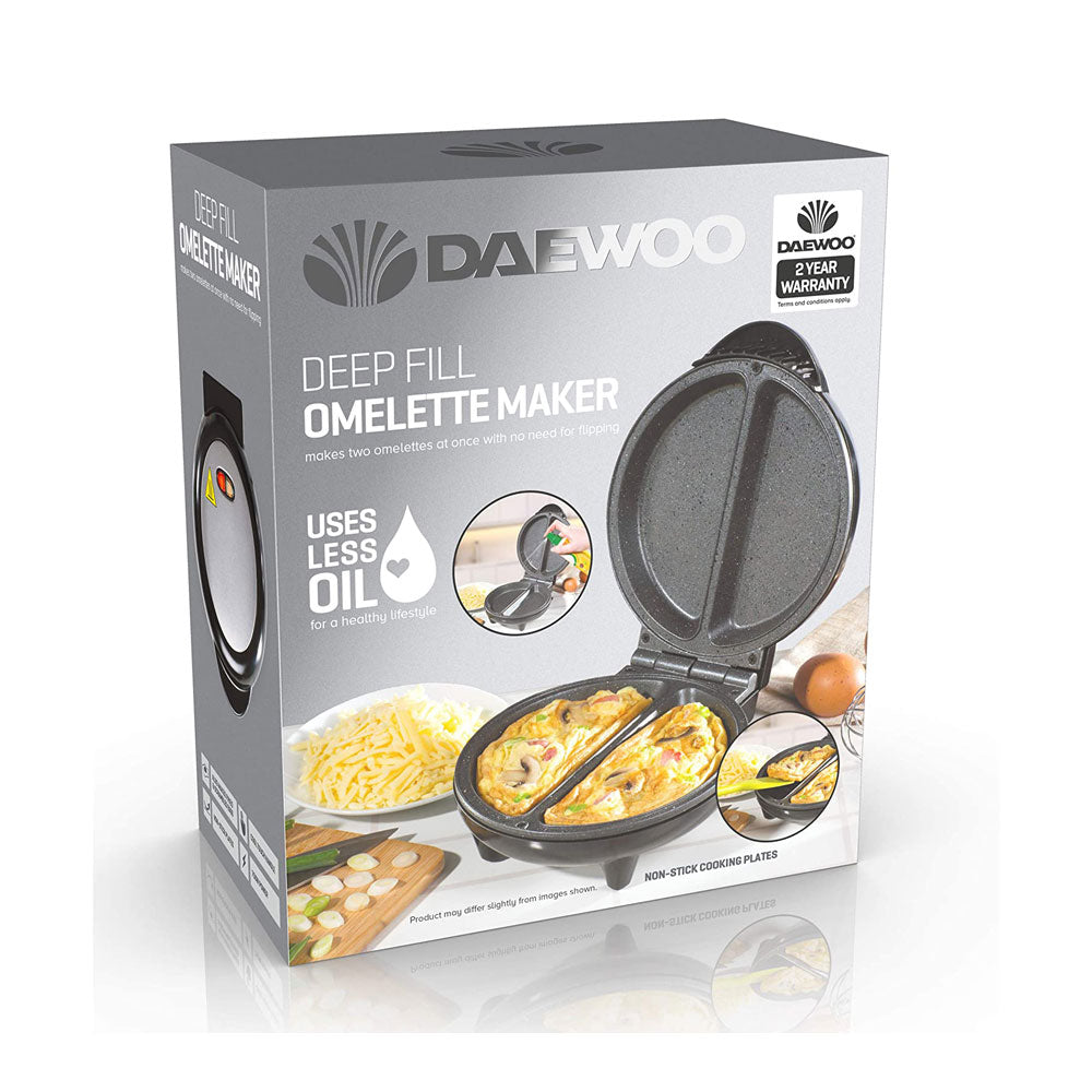 Daewoo Deep Fill Non-Stick Omelette Maker Stainless Steel 750 W - Silver/Black