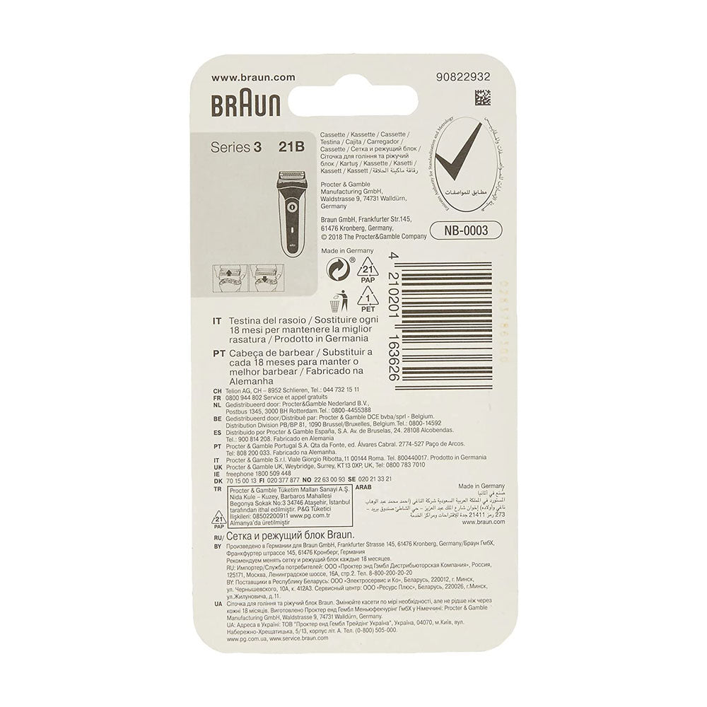 Braun Series 3 21B Electric Shaver Head Replacement Cassette - Black