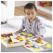 Melissa & Doug Pattern Blocks And Boards Classic Toy - Wooden Shape Blocks 120 Shapes & 5 Boards - Multicolor