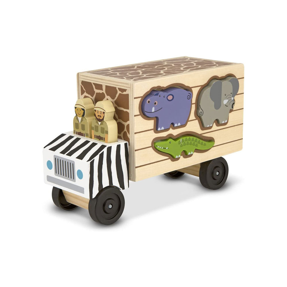 Melissa & Doug Animal Rescue Shape Sorting Truck Wooden Toy Play Set - 7 Animals And 2 Play Figures - Multicolor Main image