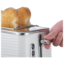 Russell Hobbs Inspire 2 Slice Toaster Premium High Gloss Textured Plastic 1050W - White