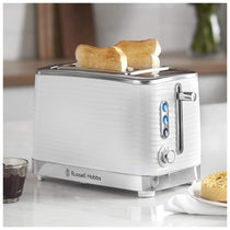 Russell Hobbs Inspire 2 Slice Toaster Premium High Gloss Textured Plastic 1050W - White