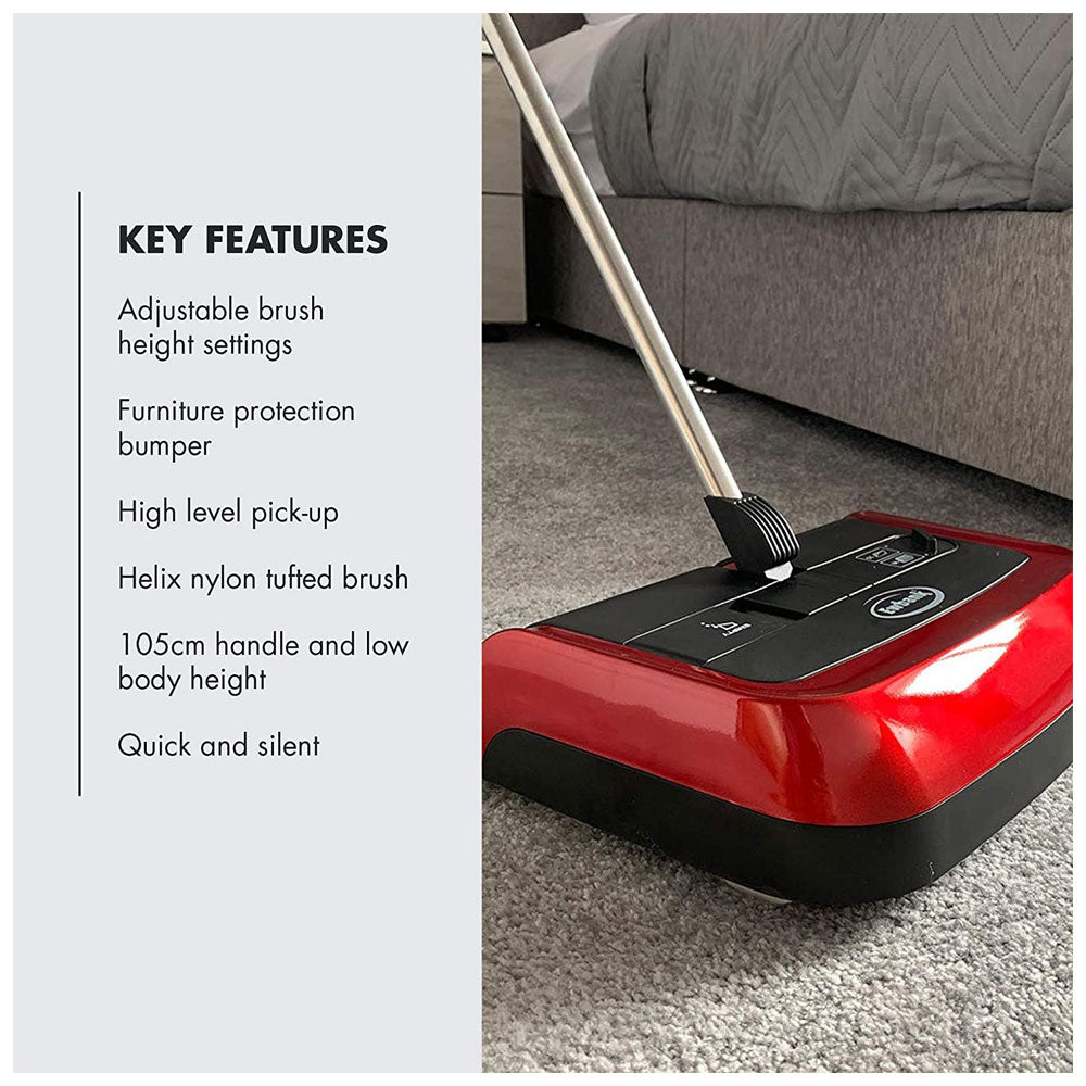 Ewbank Evolution Carpet Sweeper 3 Floor Cordless Sweep Manual Silent Hard - Red