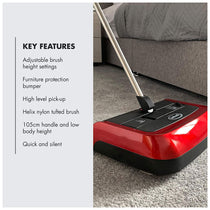 Ewbank Evolution Carpet Sweeper 3 Floor Cordless Sweep Manual Silent Hard - Red