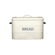KitchenCraft Living Nostalgia Large Metal Bread Bin, 34 x 21.5 x 25 cm In Cream
