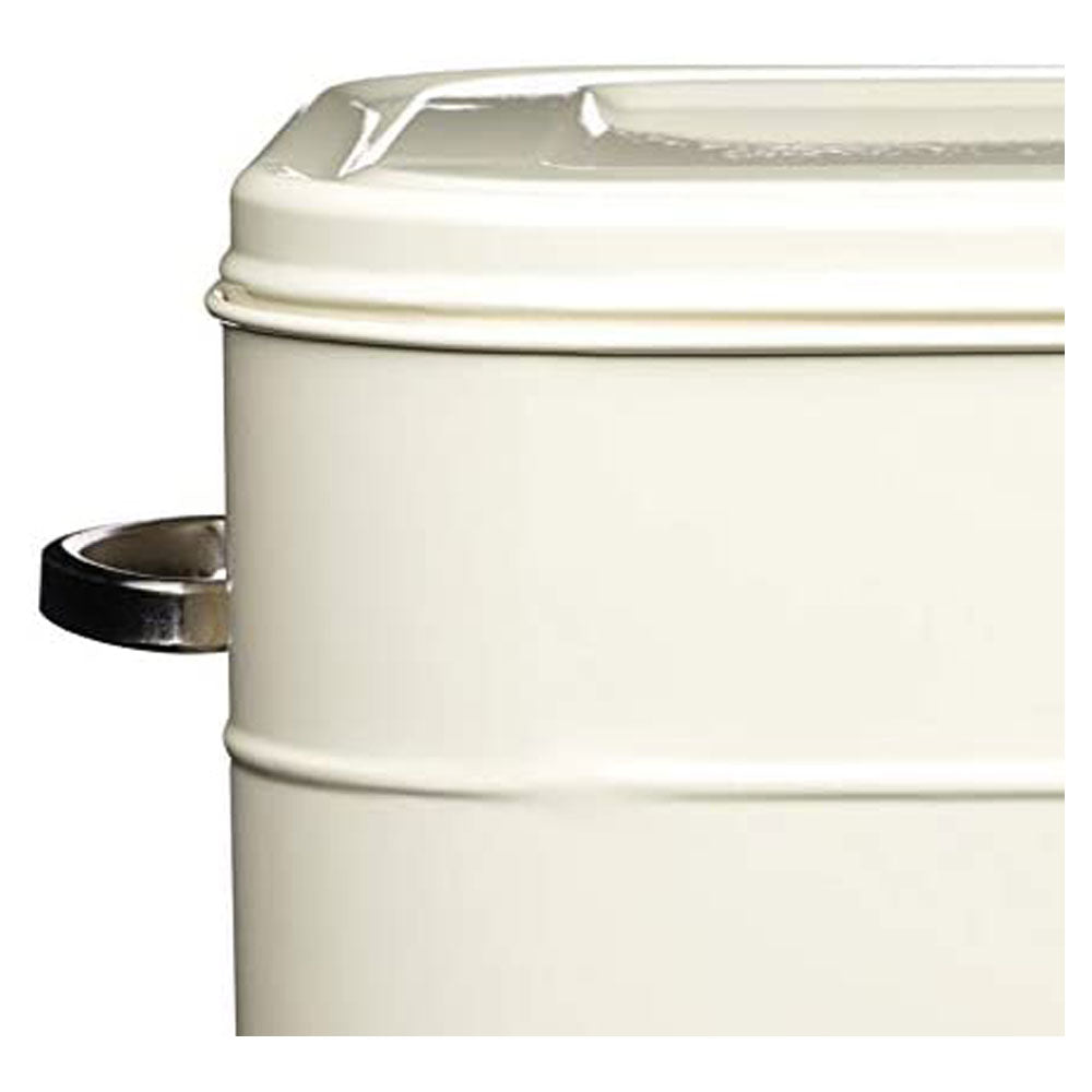 KitchenCraft Living Nostalgia Large Metal Bread Bin, 34 x 21.5 x 25 cm In Cream