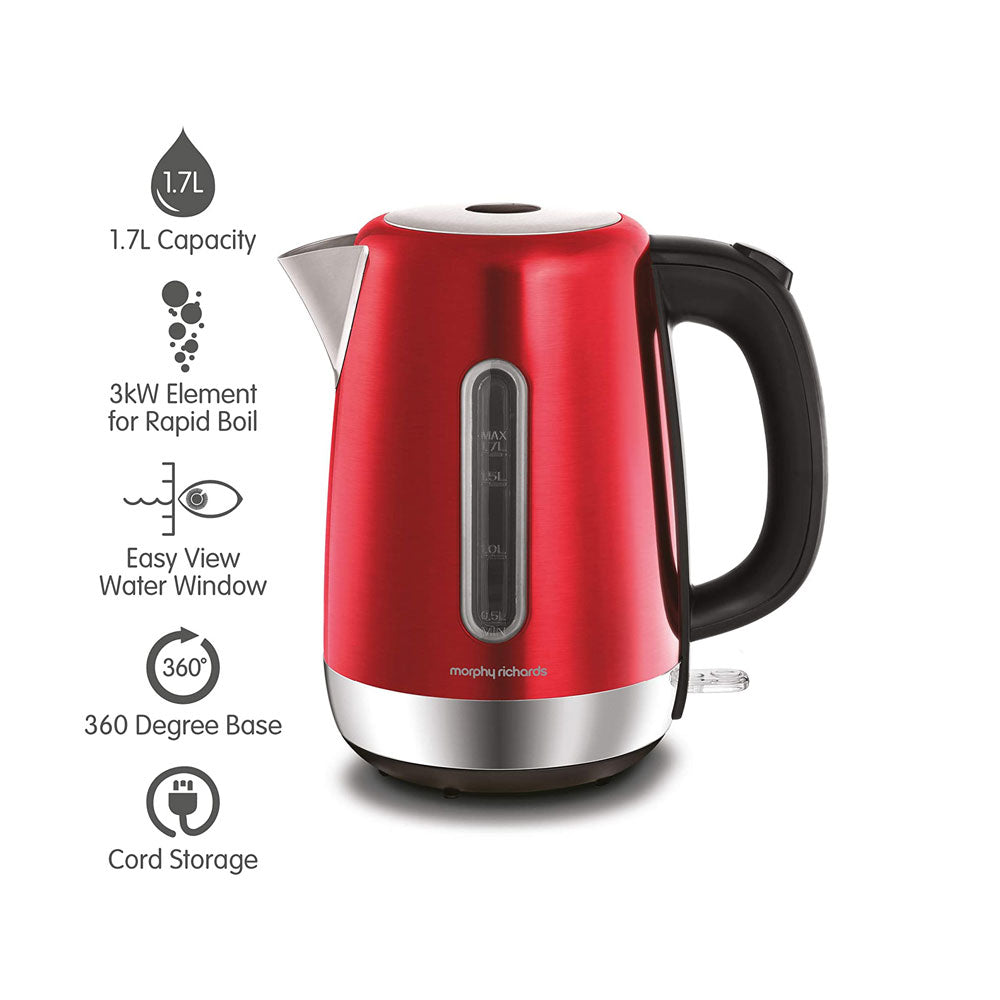 Morphy Richards Equip Jug Kettle Stainless Steel 3000 W 1.7 Litres - Red Secondary image