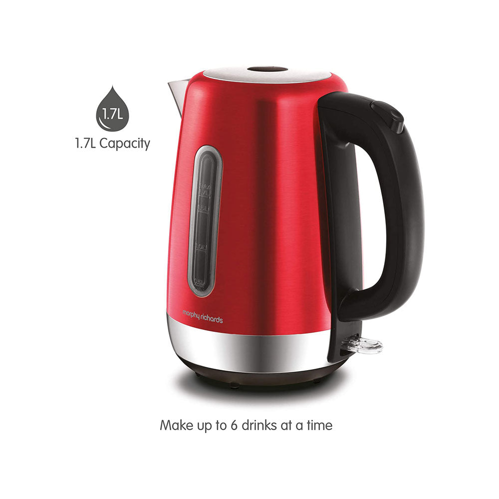 Morphy Richards Equip Jug Kettle Stainless Steel 3000 W 1.7 Litres - Red
