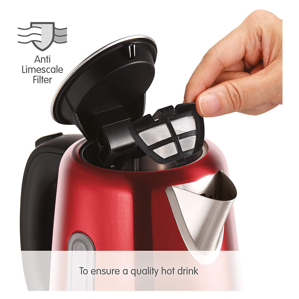 Morphy Richards Equip Jug Kettle Stainless Steel 3000 W 1.7 Litres - Red
