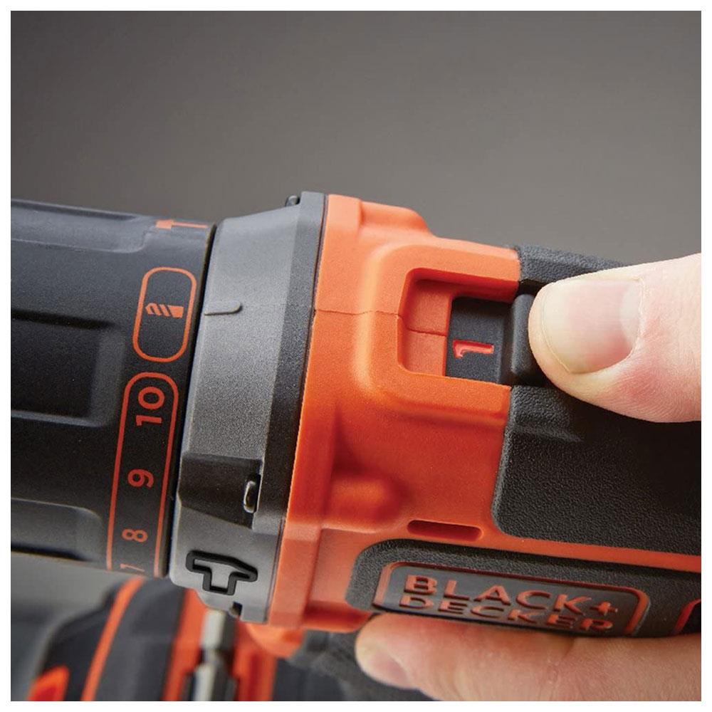 Black & Decker 18V Cordless 2 Gear Hammer Drill With 1.5 Ah Lithium-Ion Battery And 400mA Charger With Kitbox - Orange/Black