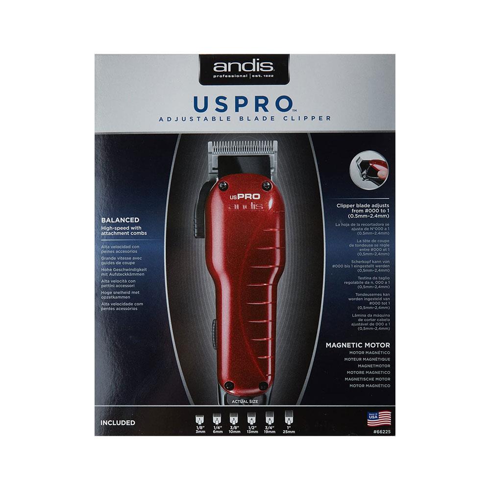 Andis US Pro Adjustable Blade Hair Clipper Plug Super Taper - Red