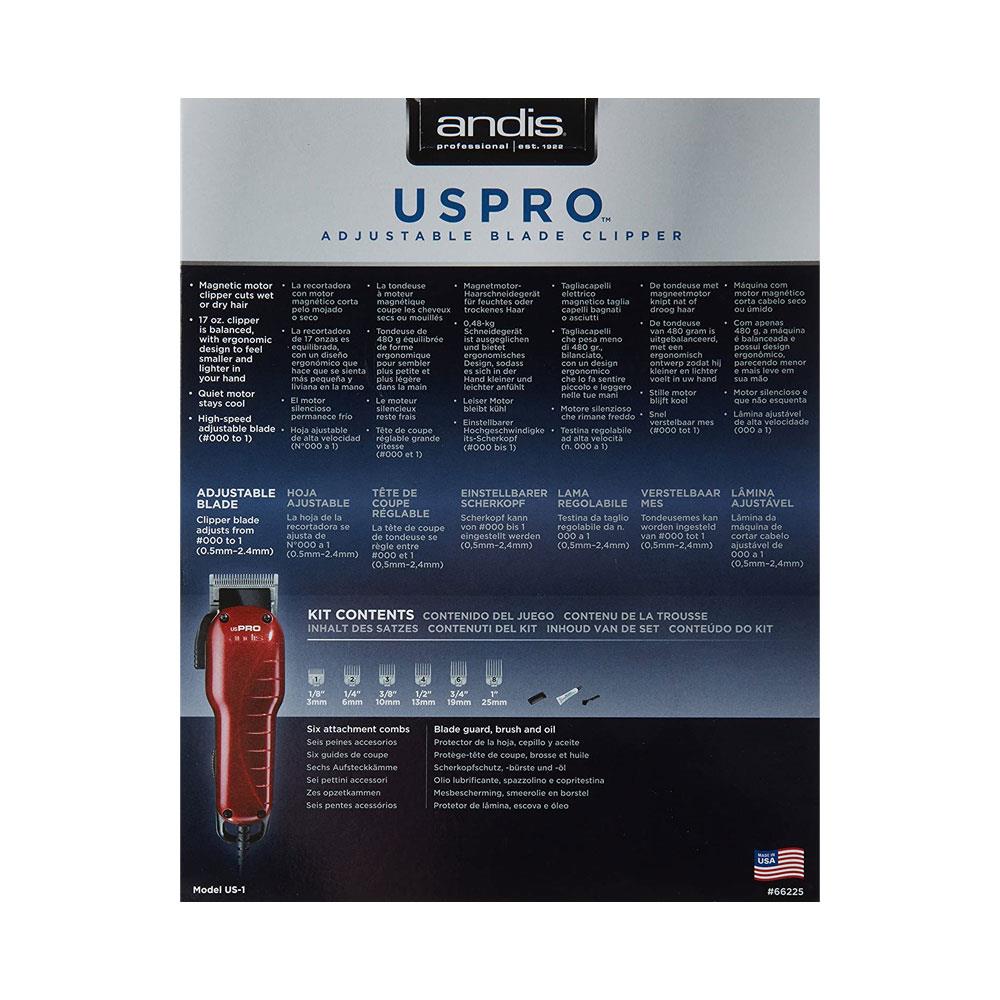 Andis US Pro Adjustable Blade Hair Clipper Plug Super Taper - Red