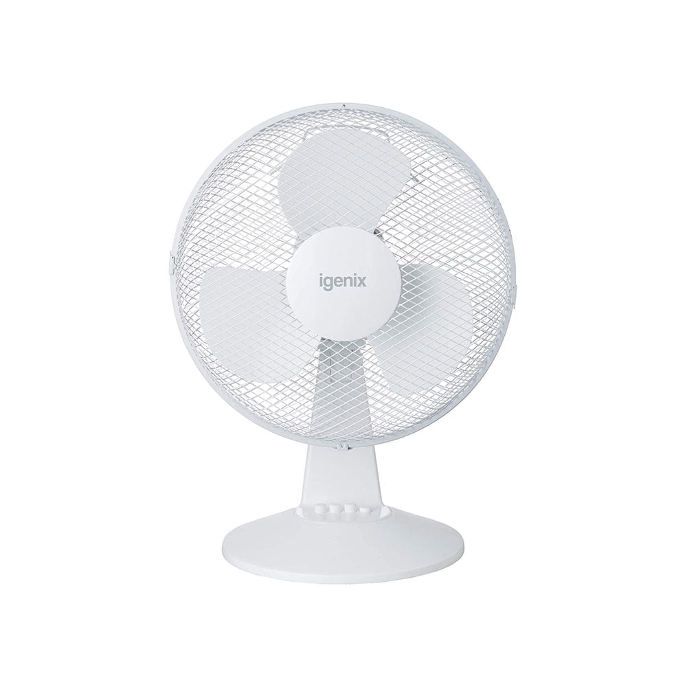 Igenix 12 Inch Portable Desk Fan 3 Speed Quiet Oscillating Metal/Plastic 35 W - White Main image