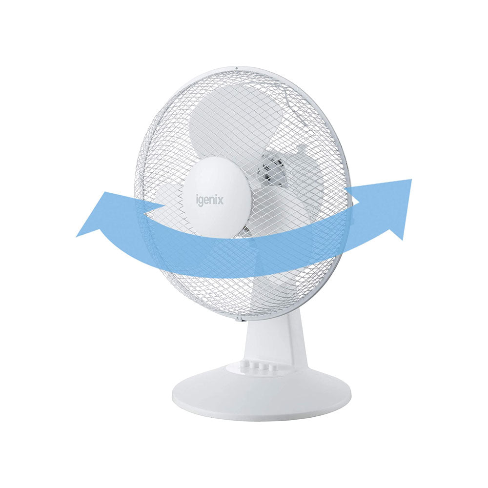 Igenix 12 Inch Portable Desk Fan 3 Speed Quiet Oscillating Metal/Plastic 35 W - White Secondary image