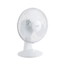 Igenix 12 Inch Portable Desk Fan 3 Speed Quiet Oscillating Metal/Plastic 35 W - White